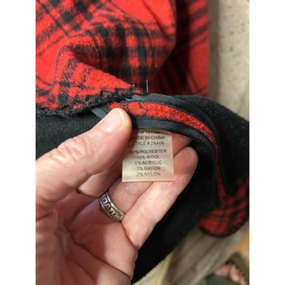 Soft Surroundings Buffalo Check Swing Cardigan Medium Red Black Open Front - Picture 5 of 6